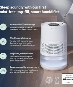 BLUEAIR ENERGY STAR Premium Smart Humidifier: 3.5L Dishwasher Safe Tank for Large Room, Better Sleep with Evaporative Tech, Auto & Night Mode, Easy Top Fill, Air Quality Insight with App, Touchscreen 2