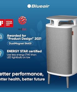 BLUEAIR Air Purifier Large Room, Table Top Air Cleaner for Dust Pet Dander Smoke Mold Pollen Bacteria Virus Allergen, Odor Removal, Home Bedroom Living Room, Alexa, Auto, HEPASilent, DustMagnet 5440i 2